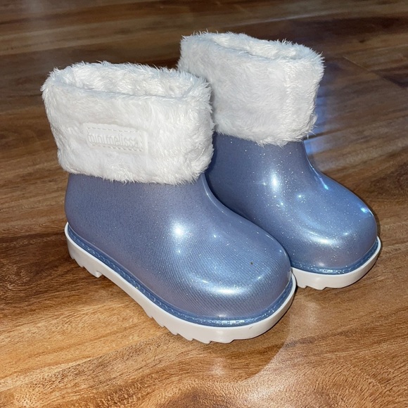 Mini Melissa Shoes | Mini Melissa Blue Sparkle Boots Size 6 | Color: Blue/White | Size: 6bb | Crystal121018's Closet